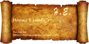 Havay Elemér névjegykártya